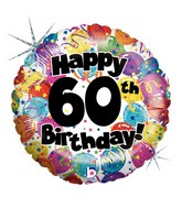 18" Holographic Balloon 60th Party Birthday