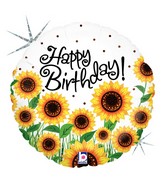 18" Holographic Balloon Sunny Sunflowers Birthday