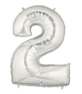 40" Megaloon Large Number Balloon 2 Silver