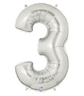 40" Megaloon Large Number Balloon 3 Silver