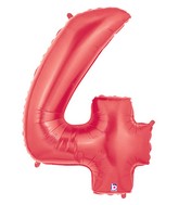 40" Large Number Balloon 4 Red
