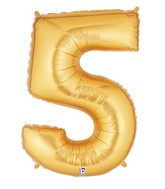 40" Megaloon Large Number Balloon 5 Gold