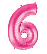 40" Large Number Balloon 6 Pink
