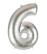 40" Megaloon Large Number Balloon 6 Silver