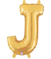14" Airfill Only (self sealing) Megaloon Jr. Shape J Gold Balloon