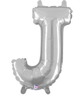 14" Airfill Only (self sealing) Megaloon Jr. Shape J Silver Balloon