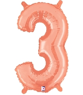 14" Airfill Only (self sealing) Megaloon Jr. Number 3 Rose Gold Balloon