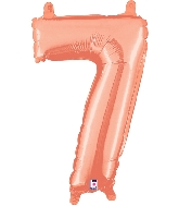 14" Airfill Only (Self Sealing) Megaloon Jr. Number 7 Rose Gold Balloon