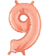 14" Airfill Only (Self Sealing) Megaloon Jr. Number 9 Rose Gold Balloon