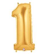 7" Airfill (requires heat sealing) Megaloon Jr. Number Balloon 1 Gold