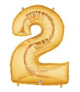 7" Airfill Only (requires heat sealing) Megaloon Jr. Number Balloon 2 Gold