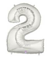 7" Airfill (requires heat sealing) Megaloon Jr. Number Balloon 2 Silver