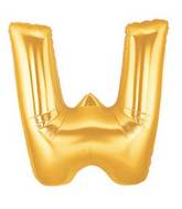 7" Airfill Only (requires heat sealing) Megaloon Jr. Letter Balloons W Gold