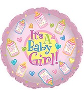 9" Airfill Only Baby Girl Bottles Self Sealing Valve Foil Balloon