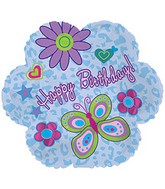 9" Airfill Only Birthday Glitz Flower Foil Balloon