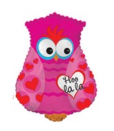 24" Hoo La La Owl Balloon Shape Pink