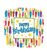 18" Happy Birthday Lots Of Candles Foil Balloon