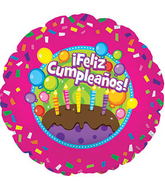 17" Feliz Cumpleanos Cake Balloon Packaged