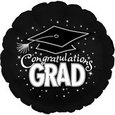 18" Congratulations Grad Black Foil Balloon