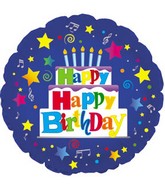 17" Happy Happy Birthday Blue Packaged Balloon
