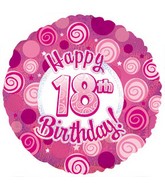 18" Happy 18th Birthday Pink Dazzeloon Balloon