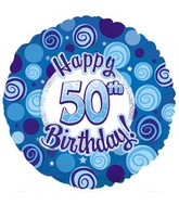 18" Happy 50th Birthday Blue Dazzeloon