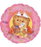 9" Airfill Only Get Well Nurse Bear Balloon