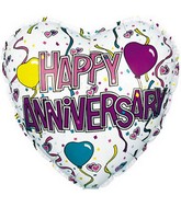 18" Happy Anniversary Confetti Balloons With Weight