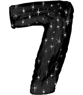 38" Black Sparkle Seven Jumbo Number Balloon
