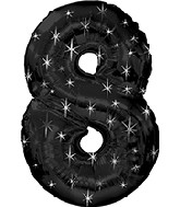 38" Black Sparkle Eight Jumbo Number Balloon