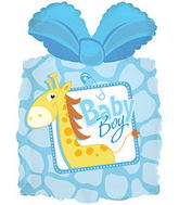 28" Baby Boy Present Shape Balloon