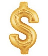 40" Megaloon Dollar Sign Gold $ Balloon
