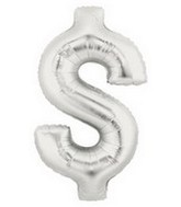 40" Megaloon Dollar Sign Silver $ Balloon