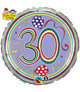 18" Dots & Stripes Age 30 Licensed Packaged Mylar Balloon