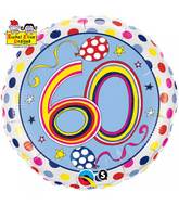 18" Dots & Stripes Age 60 Licensed Packaged Mylar Balloon