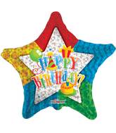 4" Airfill Only Happy Birthday Patterned Star Balloon