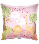 18" It's A Girl Jungle Balloon Personalize writable