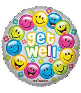 18" Get Well Colorful Smiles Balloon