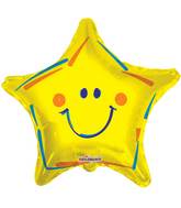 18" Yellow Smiley Star Balloon