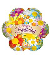 4" Airfill Only Happy Birthday Flowers With Banner Balloon