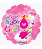 9" Airfill Only Baby Girl Stork Balloon