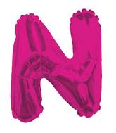 14" Airfill with Valve Only Letter N Hot Pink Balloon