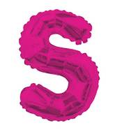 14" Airfill with Valve Only Letter S Hot Pink Balloon