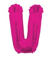 14" Airfill with Valve Only Letter V Hot Pink Balloon