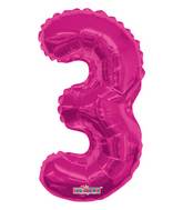 14" Airfill with Valve Only Number 3 Magenta Balloon