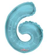 14" Airfill with Valve Only Number 6 Light Blue Balloon