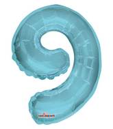 14" Airfill with Valve Only Number 9 Light Blue Balloon