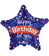 9" Airfill Only Happy Birthday To You Star Balloon