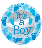 4" Airfill Only Baby Blue Foot Prints Balloon