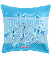 18" Christening Boy Dots Balloon